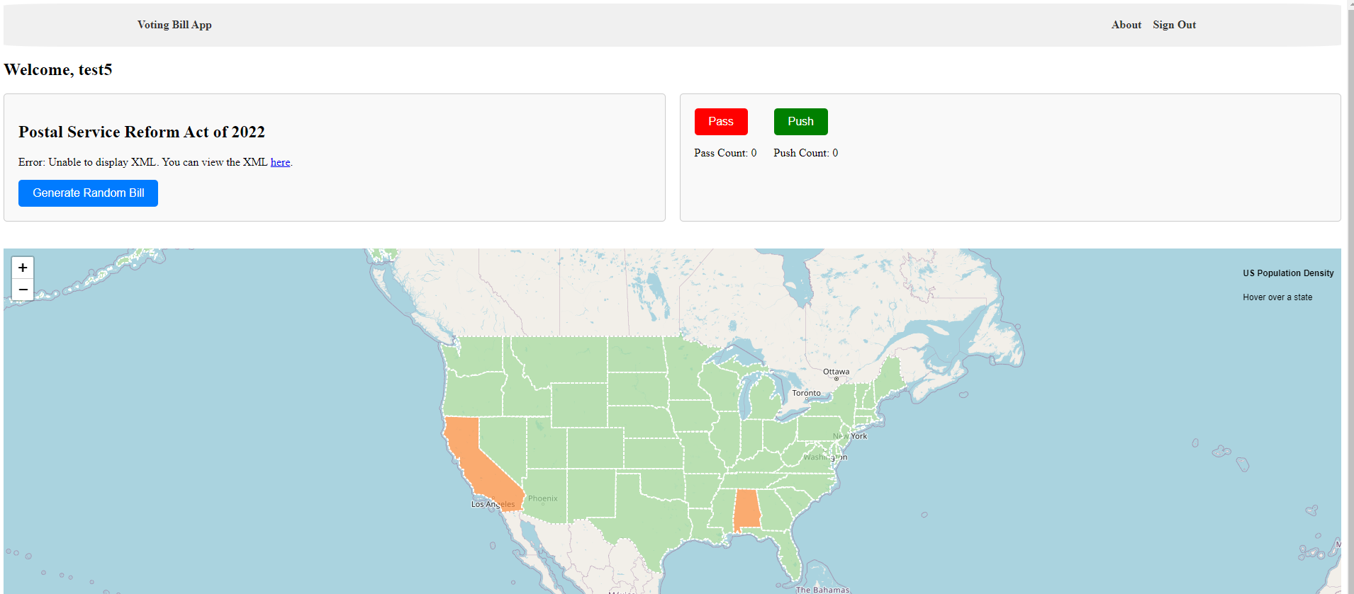 USA Bill Voting App Screenshot
