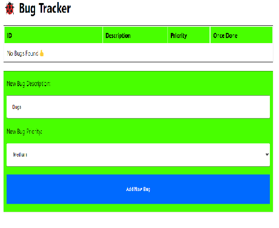 Bug Tracker Screenshot